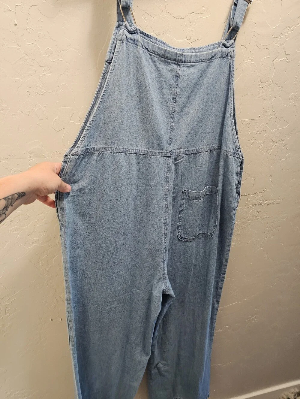 Light Blue Denim Wide-Leg Overalls for Women